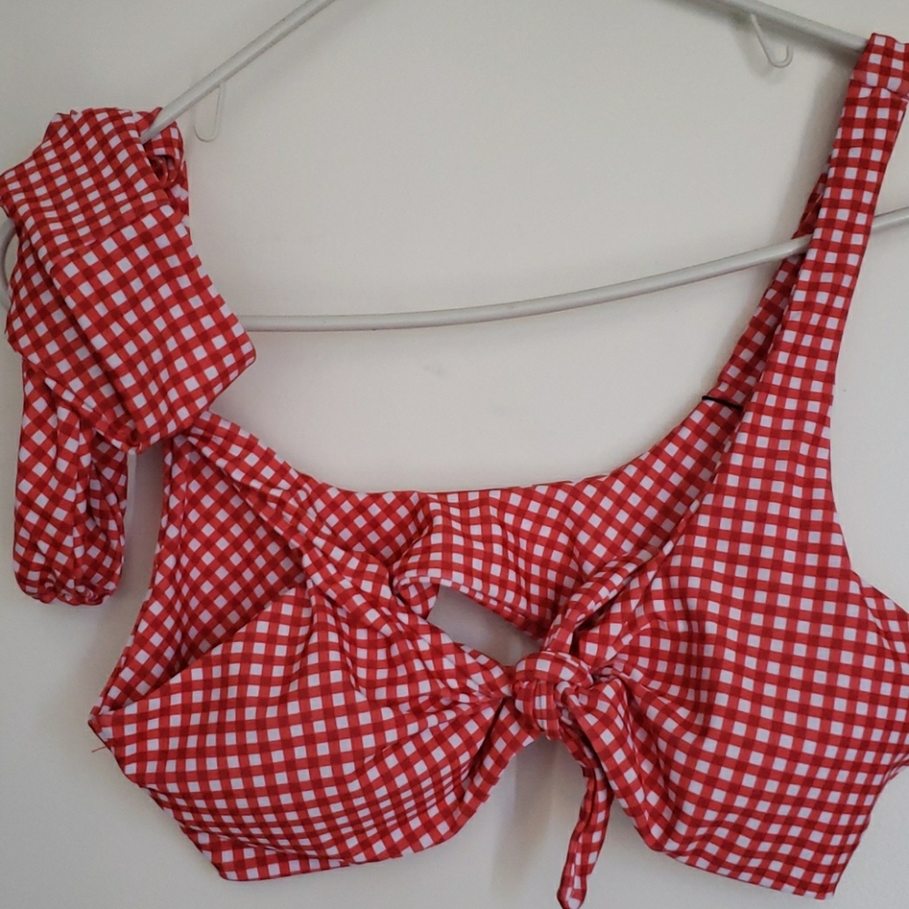 Gingham front knot bikini set Zaful
